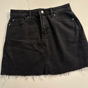 Denim&Co Raw Hem Black High Waist Denim Skirt US Sz 6 Casual